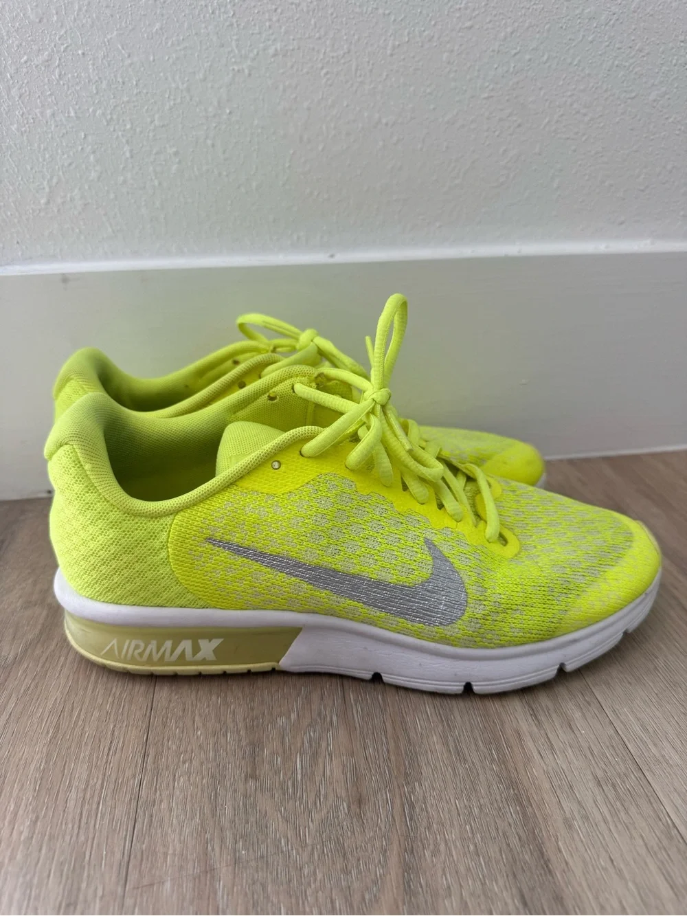 Nike Women’s Air Max Running Shoes - Neon Yellow with Silver Swoosh